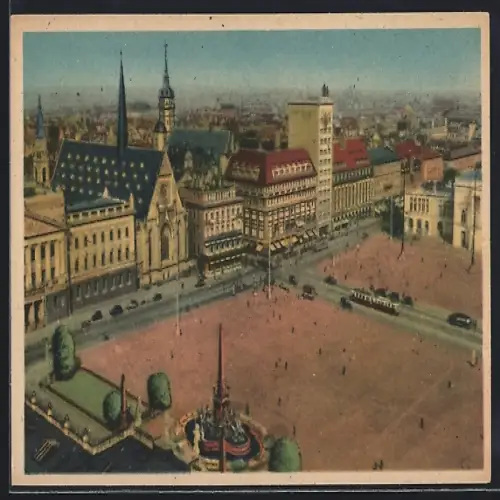 AK Leipzig, Karl-Marx-Platz früher Augustusplatz mit Kirche und Strassenbahn