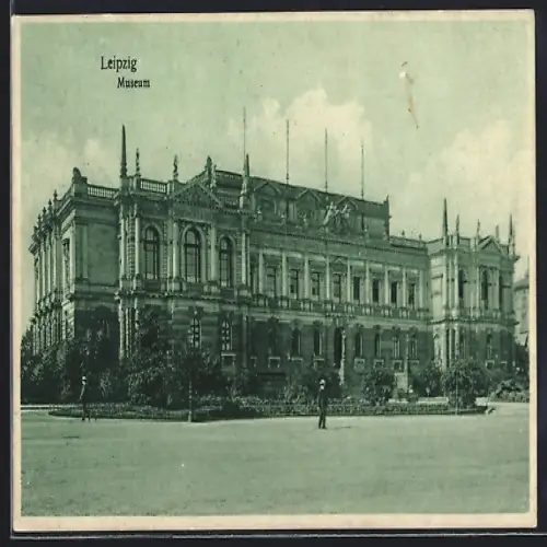 AK Leipzig, Museum mit Strassenpartie