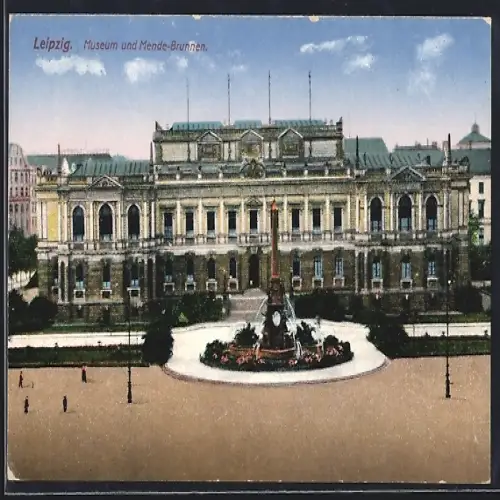 AK Leipzig, Museum und Mende-Brunnen