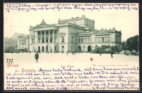 AK Leipzig, Neues Theater mit Strassenpartie