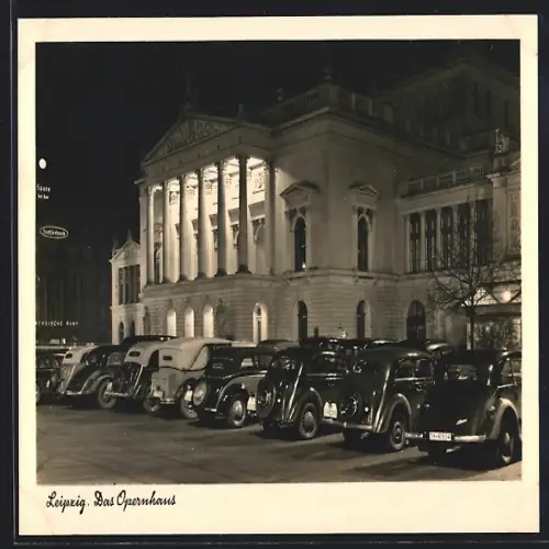 AK Leipzig, Opernhaus bei Nacht