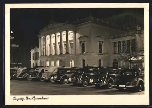 AK Leipzig, Opernhaus bei Nacht