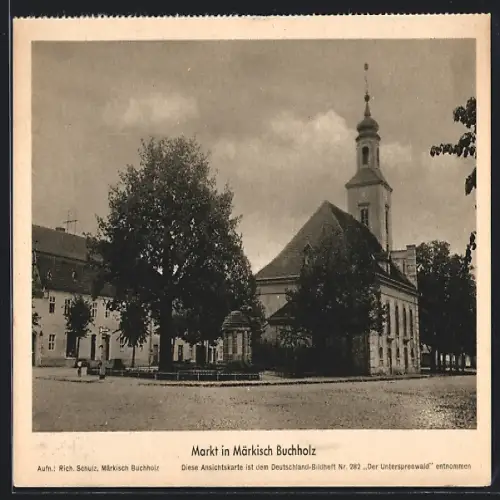 AK Märkisch Buchholz, Markt mit Rathaus