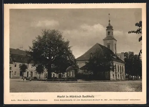 AK Märkisch Buchholz, Markt mit Rathaus
