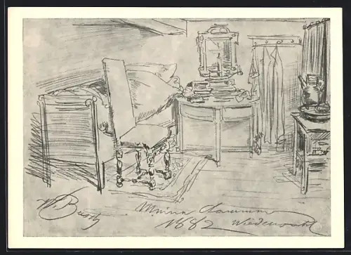 Künstler-AK Wilhelm Busch: Weidensahl, Kammer seiner Behausung