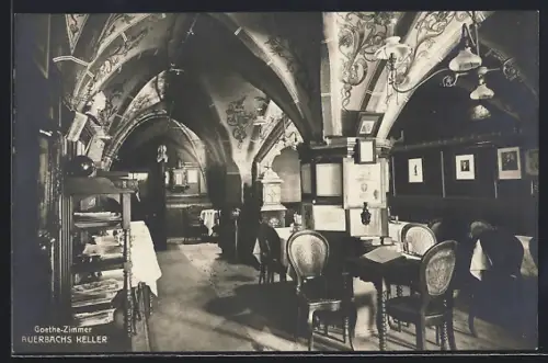 AK Leipzig, Gasthof Auerbachs Keller, Goethe-Zimmer, Innenansicht