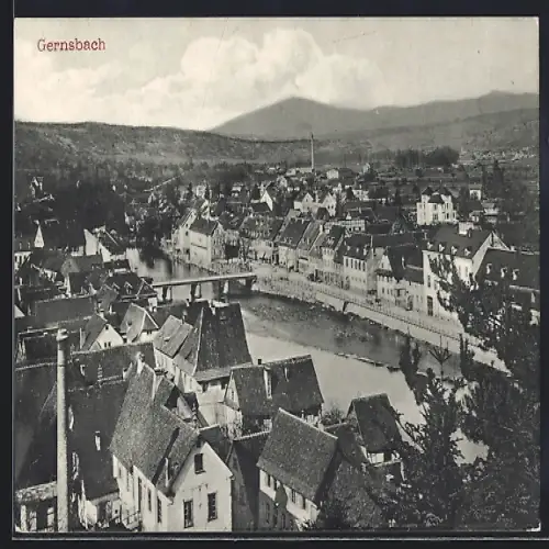 AK Gernsbach, Teilansicht des Ortes