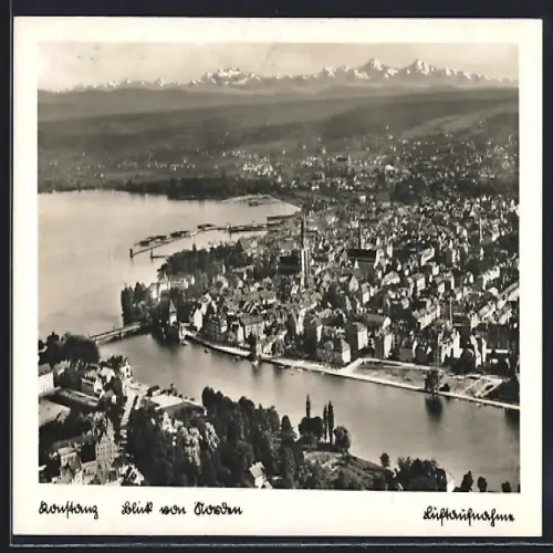 AK Konstanz, Blick auf den Ort von Norden, Fliegeraufnahme