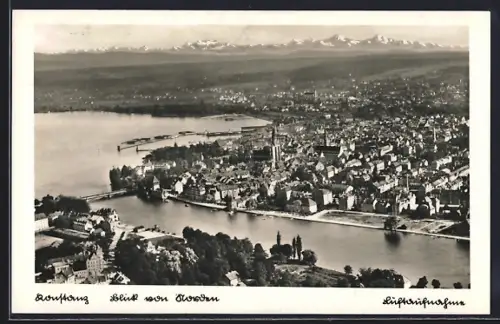 AK Konstanz, Blick auf den Ort von Norden, Fliegeraufnahme