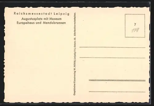 AK Leipzig, Augustusplatz mit Museum, Europahaus und Mendebrunnen