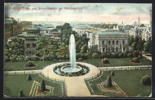 AK Leipzig, Villen & Schmuckplatz am Reichsgericht