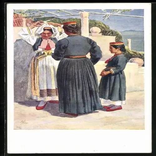 Künstler-AK Canali / Konavle, Frauen aus der Gegend von Ragusa