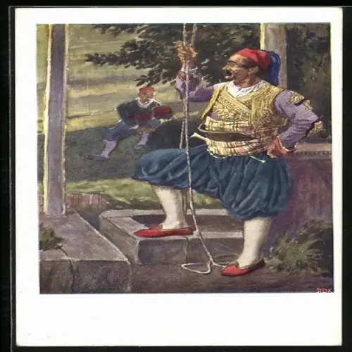 Künstler-AK Brenno /Ragusa, Männer aus Brenno in Tracht