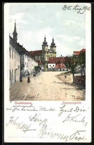 AK Waldsassen, Johannisplatz mit Kirche