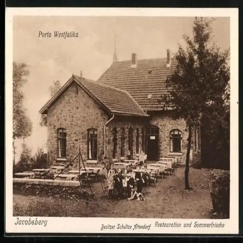 AK Porta Westfalica, Gasthaus Jacobsberg, Bes. Schultze Attendorf