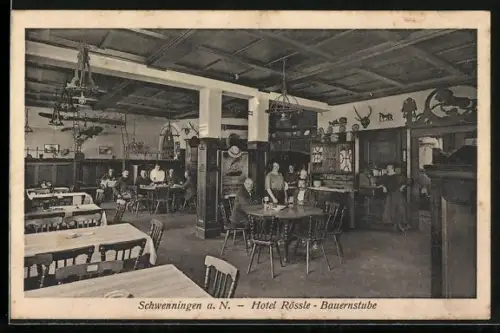AK Schwenningen a. N., Hotel Rössle, Bauernstube, Innenansicht