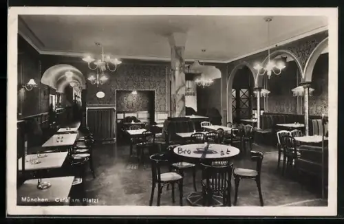 AK München, Café am Platzl, Innenansicht