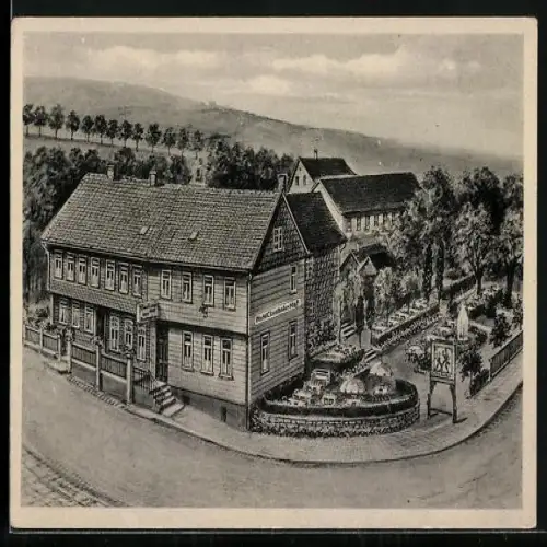 Künstler-AK Clausthal /Oberharz, Hotel Clausthaler Hof Eduard Stichternath