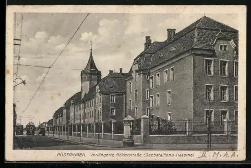 AK Rüstringen, Verlängerte Gökerstrasse mit Seebataillons-Kaserne