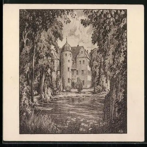Künstler-AK Saalfeld a. S., Schloss Eyba