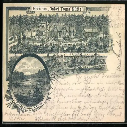 Lithographie Berlin-Zehlendorf, Restaurant Onkel Tom's Hütte, Riemeister-See