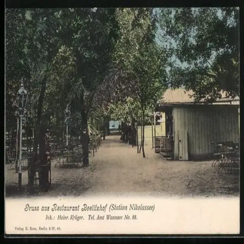 AK Berlin-Wannsee, Restaurant Beelitzhof an der Station Nikolassee