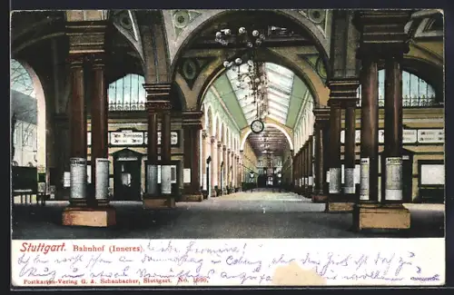 AK Stuttgart, Inneres des Bahnhofs