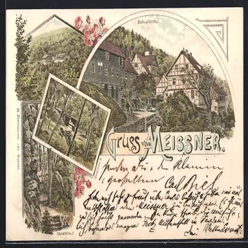 Vorläufer-Lithographie Meissner, 1895, Schwalbenthal, Seesteine I u. II.