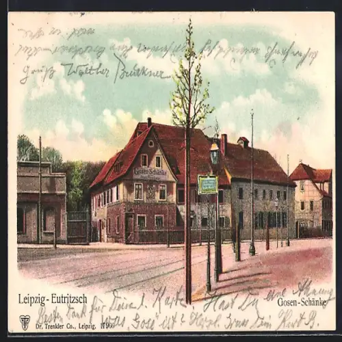 AK Leipzig-Eutritzsch, Blick auf das Gasthaus Gosenschänke