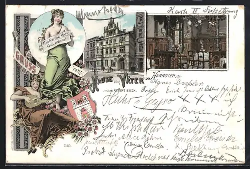 Lithographie Hannover, Restaurant Haus der Väter, Innenansicht
