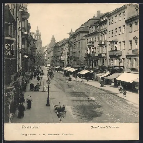 AK Dresden, Schloss-Strasse mit Geschäften