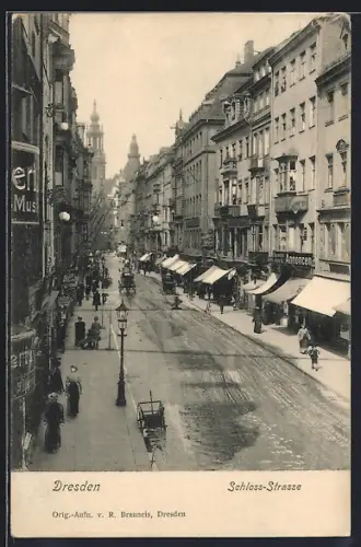 AK Dresden, Schloss-Strasse mit Geschäften