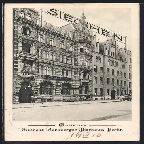 AK Berlin, Gasthaus Nürnberger Bierhaus Siechen, Behrenstrasse 24