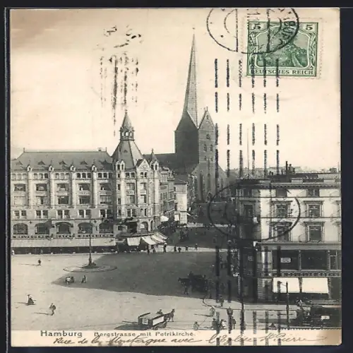 AK Hamburg, Bergstrasse mit Petrikirche