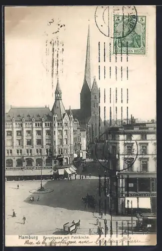 AK Hamburg, Bergstrasse mit Petrikirche