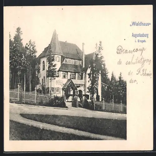 AK Augustusburg i. Erzg., Blick auf Hotel-Waldhaus