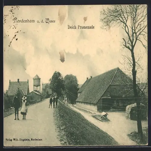 AK Nordenham a. d. Weser, Deich-Promenade