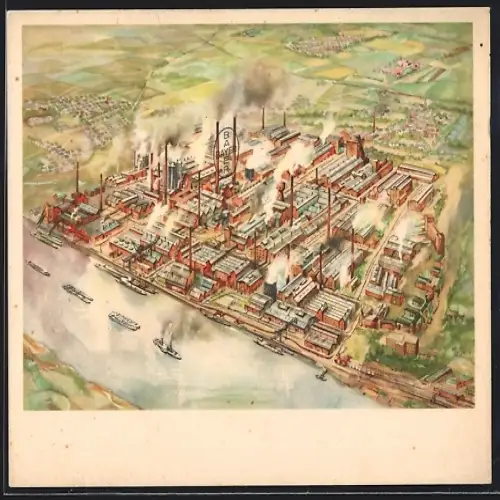 Künstler-AK Leverkusen a. Rhein, I. G. Farbenindustrie Aktiengesellschaft