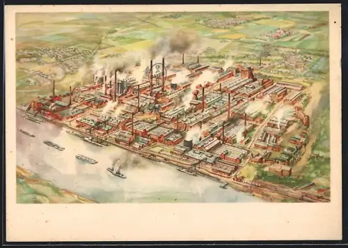 Künstler-AK Leverkusen a. Rhein, I. G. Farbenindustrie Aktiengesellschaft