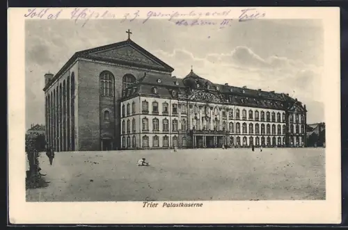 AK Trier, Palastkaserne mit Strassenpartie