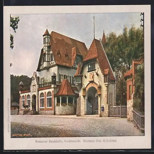 AK Berlin-Grunewald, Restaurant Hundekehle, Vorderansicht, Hermann Otto