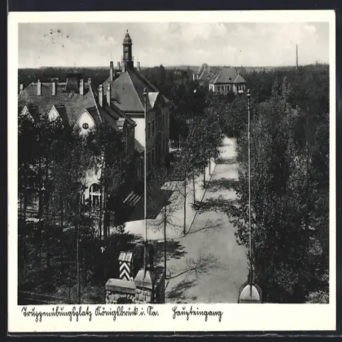 AK Königsbrück, Truppenübungsplatz, Blick auf den Haupteingang
