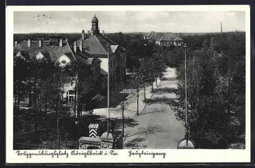 AK Königsbrück, Truppenübungsplatz, Blick auf den Haupteingang