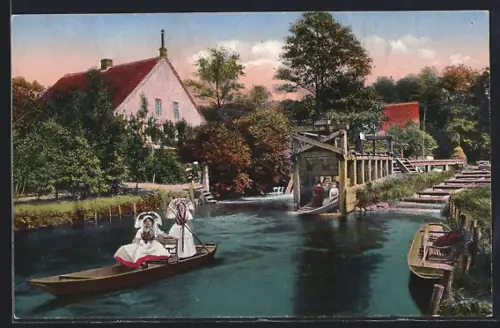 AK Neu-Zauche, Forsthaus Kannomühle mit Schleuse