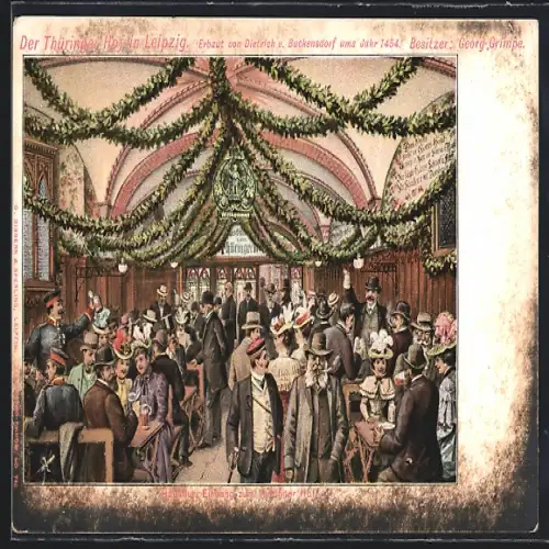 Lithographie Leipzig, Hotel Thüringer Hof, Innenansicht