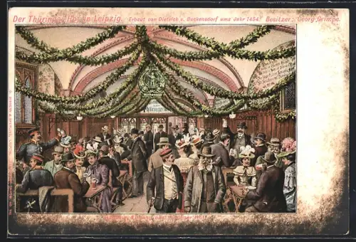 Lithographie Leipzig, Hotel Thüringer Hof, Innenansicht