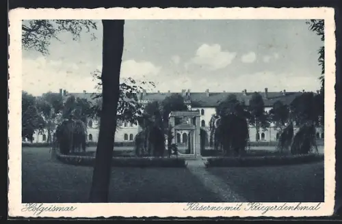 AK Hofgeismar, Kaserne mit Kriegerdenkmal