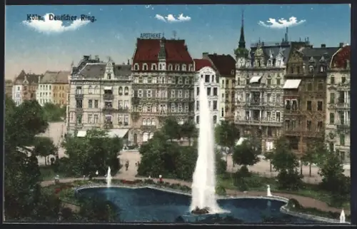 AK Köln-Neustadt, Wasserkunst am Deutschen Ring