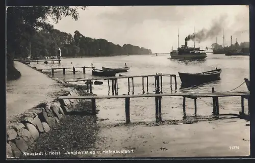 AK Neustadt i. Holst., Jungfernstieg und Hafenausfahrt
