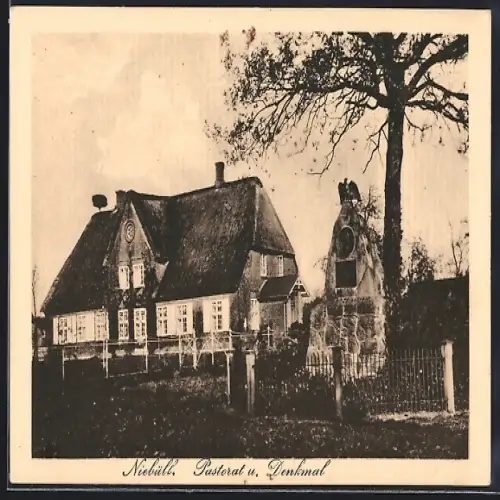 AK Niebüll, Pastorat und Denkmal